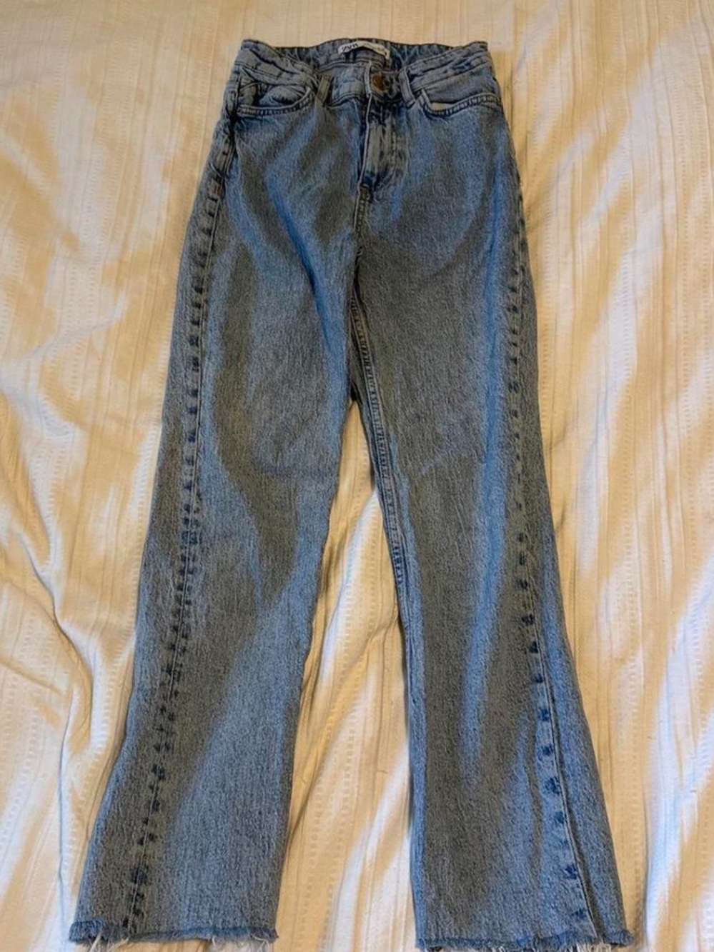 Zara Medium Blue High-Rise Flared Jeans